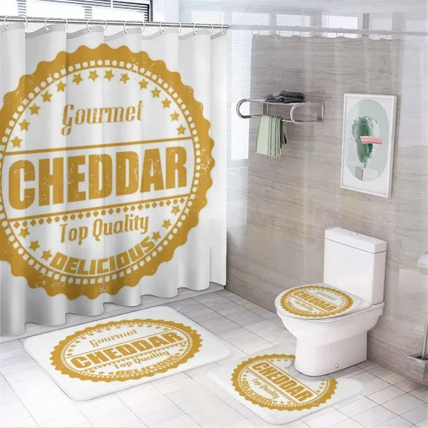 Gourmet Cheddar Rubber Stamp on a shower curtain
