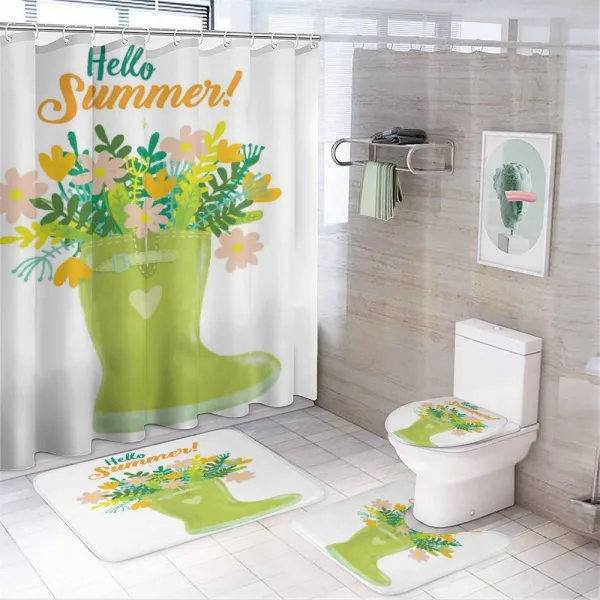 Green Tone Garden Boot on a shower curtain