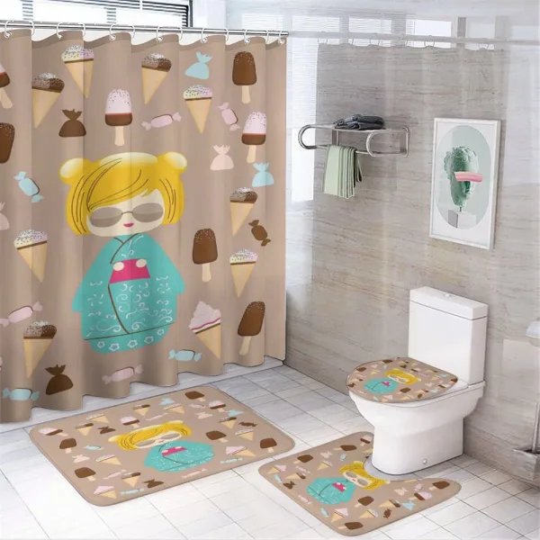 Kokeshi Doll Ice Cream on a shower curtain