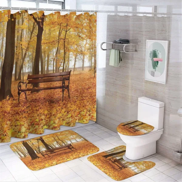 Misty Autumn Park Rustic on a shower curtain