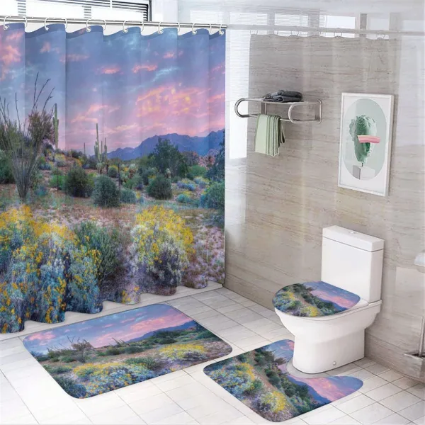 Mountain Floral Scenery on a shower curtain