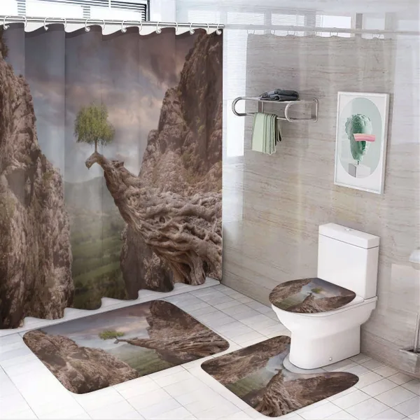 Mystic Mountains Tree on a shower curtain