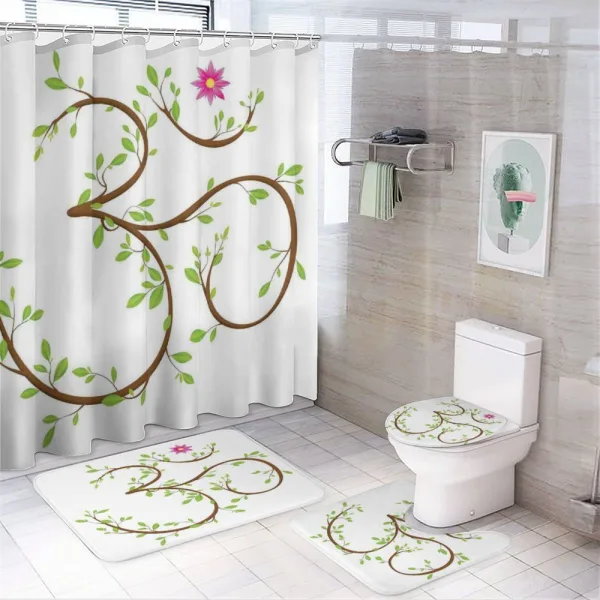 Mystical Symbol Leaves on a shower curtain