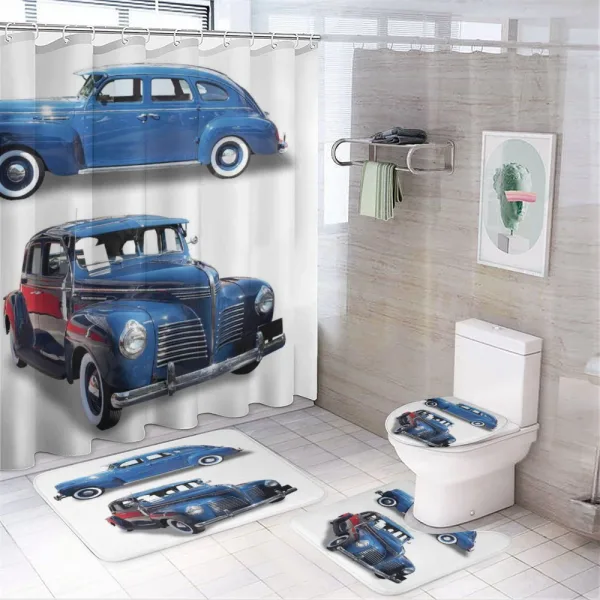 Old Antique Vehicle on a shower curtain