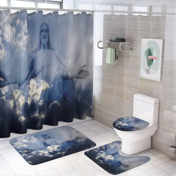 Open Arms Among in Storm on a shower curtain