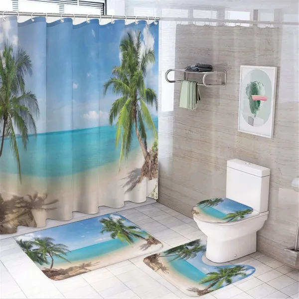 Panoramic View Beach on a shower curtain
