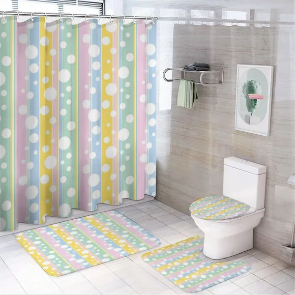 Pastel Colored Stripes on a shower curtain