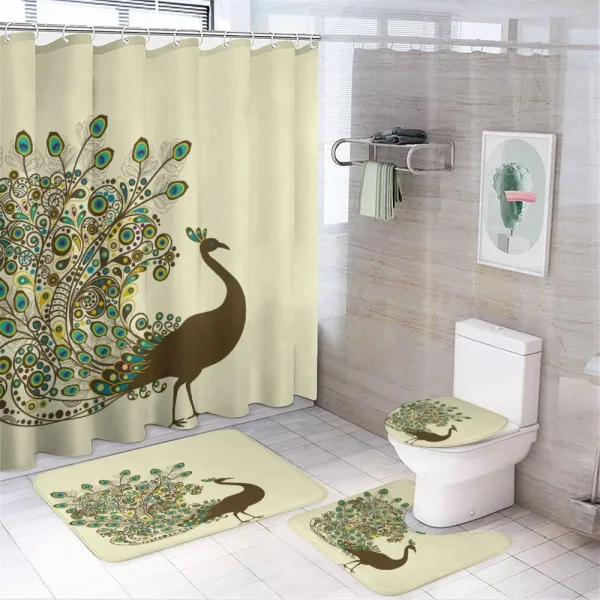 Peacock Bird Profile on a shower curtain