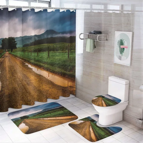 Puddles on Dirt Road on a shower curtain