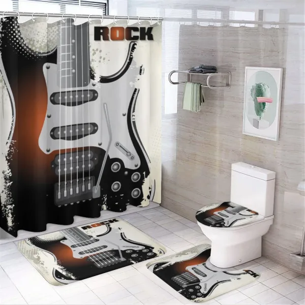 Retro Grunge Guitar on a shower curtain