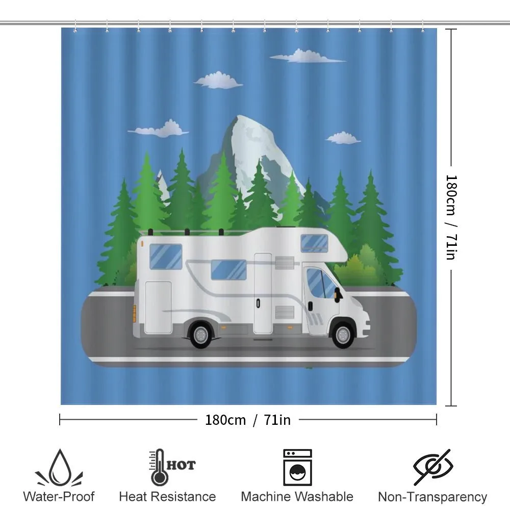 Retro Trailer on Road Forest — Detail 2