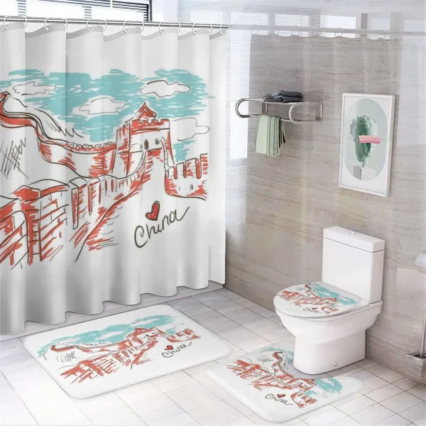 Sketch Chinese on a shower curtain
