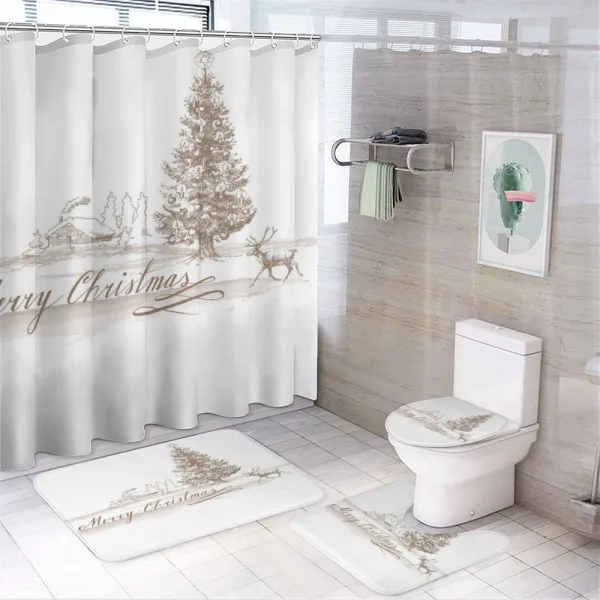 Vintage Classic Xmas on a shower curtain
