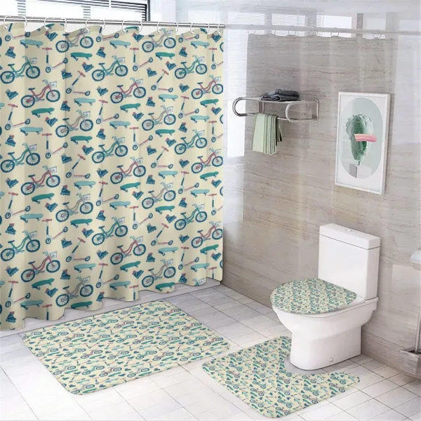 Wheeled Activity Design on a shower curtain
