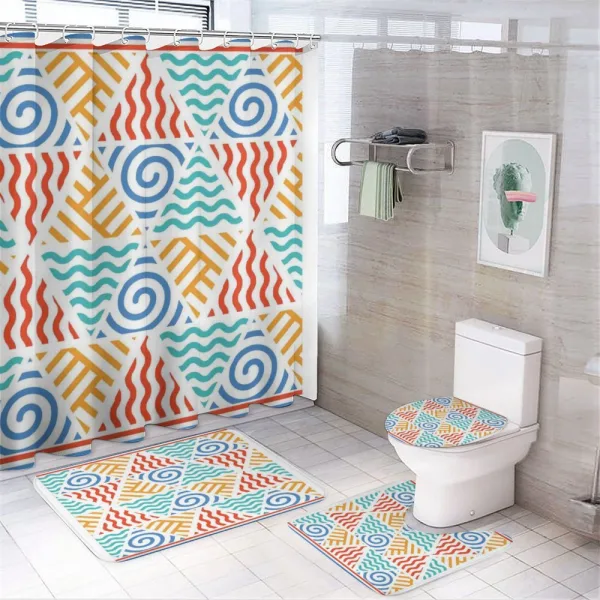 4 Elements Retro Art on a shower curtain