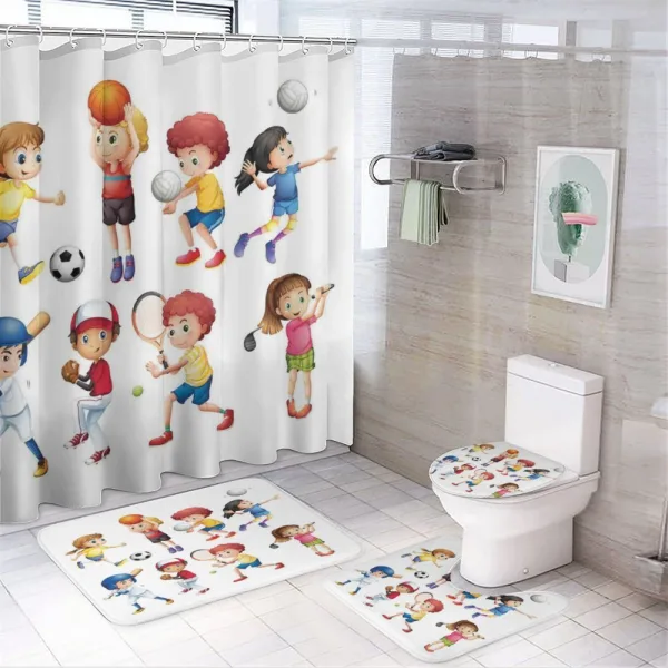 Active Children on a shower curtain
