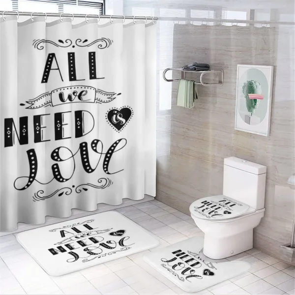 All We Need Is Love Phrase on a shower curtain