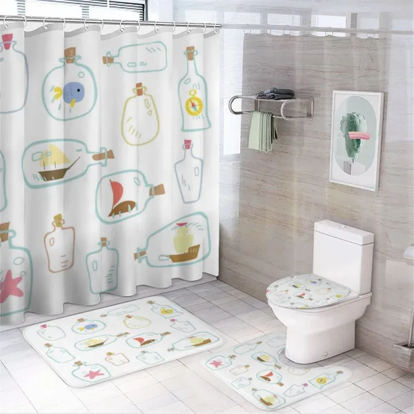 Bottles with a Message on a shower curtain