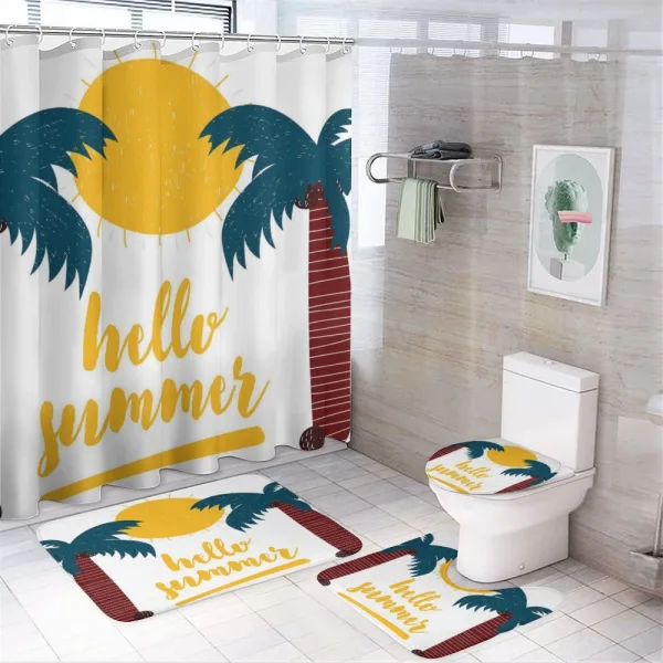 Calligraphy Hello Summer on a shower curtain