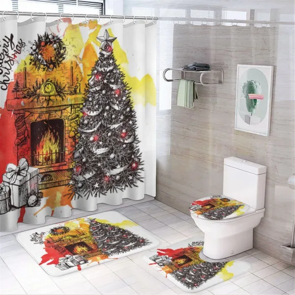 Christmas Sketch on a shower curtain