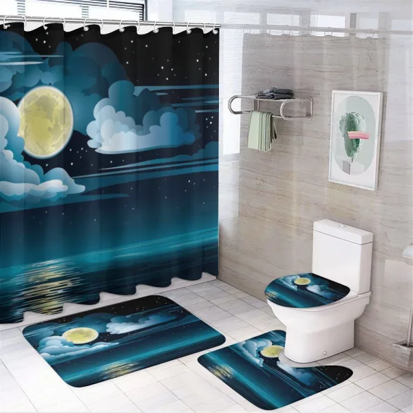 Clouds Full Moon Stars on a shower curtain