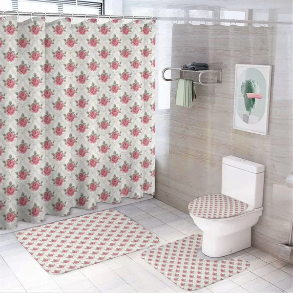 Damask Inspired Rose on a shower curtain