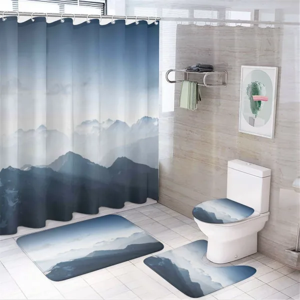 Foggy Morning Mountain on a shower curtain