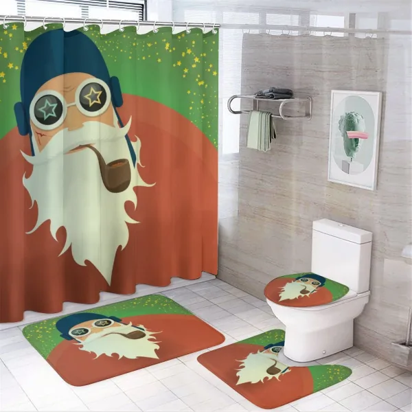 Funky Santa with Pipe on a shower curtain