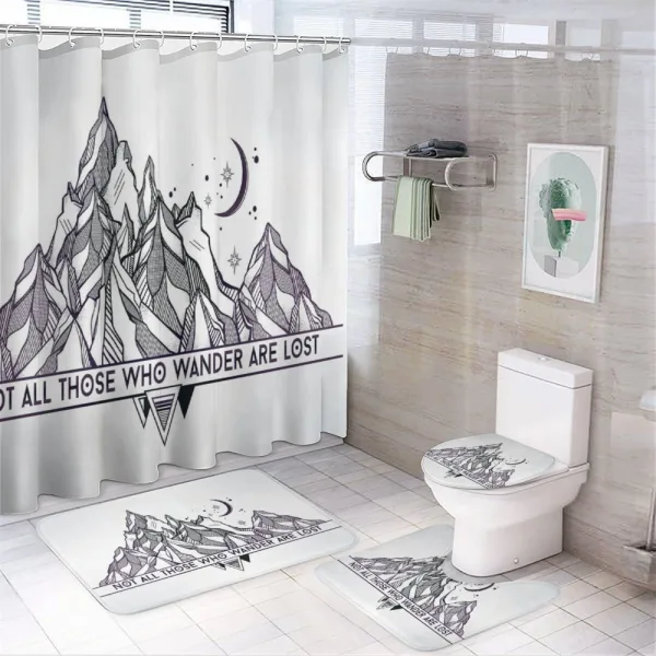 Geometrical Mountains on a shower curtain