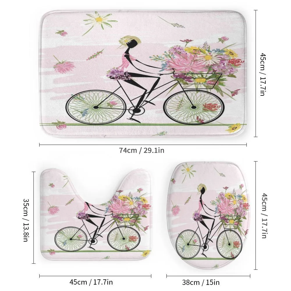 Girl Riding Bike Flowers — Detail 1