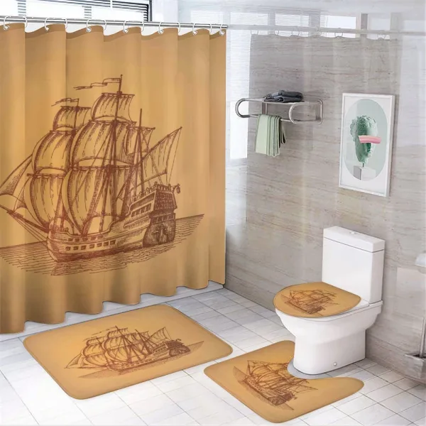 Marine Frigate Art on a shower curtain