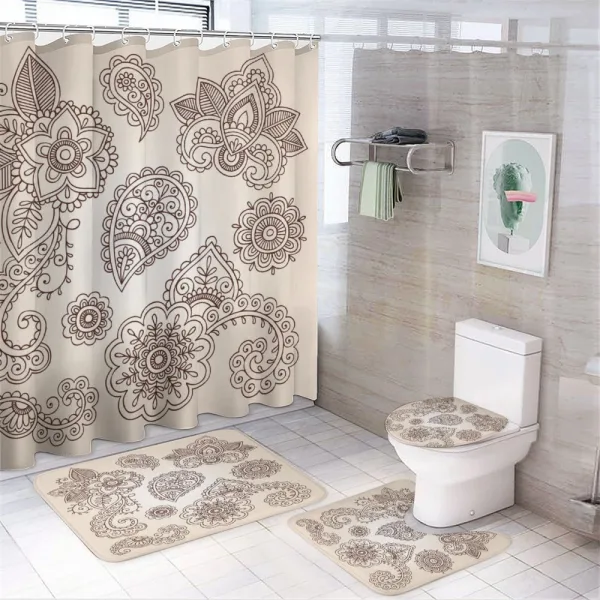 Monochrome Paisley Doodle on a shower curtain