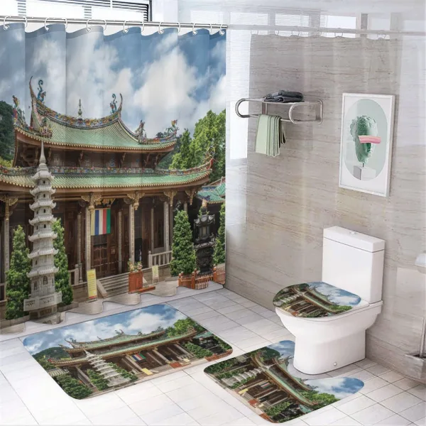 Putuo Building Photo Asia on a shower curtain
