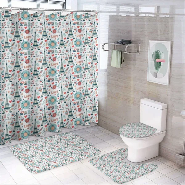 Retro Spring Je`Taime on a shower curtain