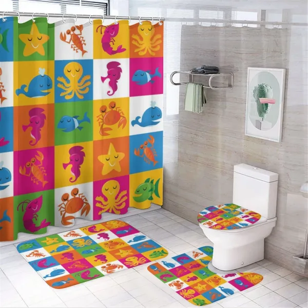 Sea Octopus Crab Whale on a shower curtain