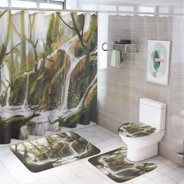 Secret Paradise Paint on a shower curtain