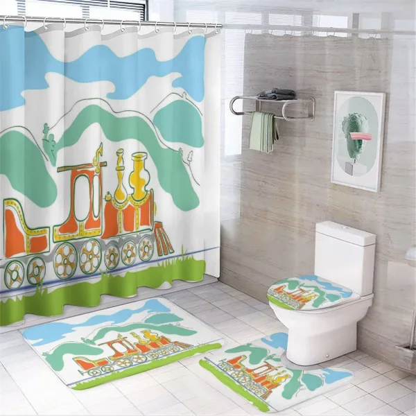 Small Old Train on a shower curtain