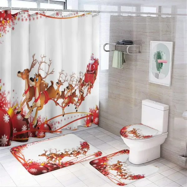 Xmas Balls and Reindeers on a shower curtain