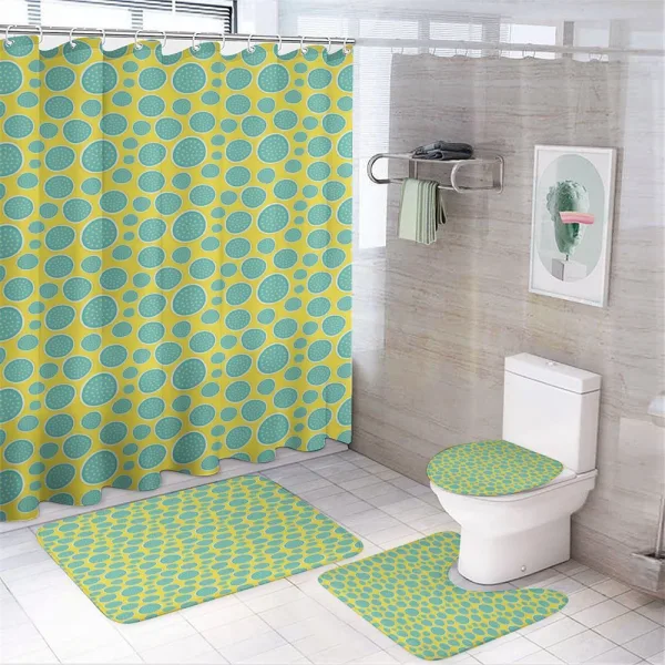 Abstract Halved Watermelons on a shower curtain
