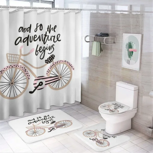 Bicyclend Words on a shower curtain