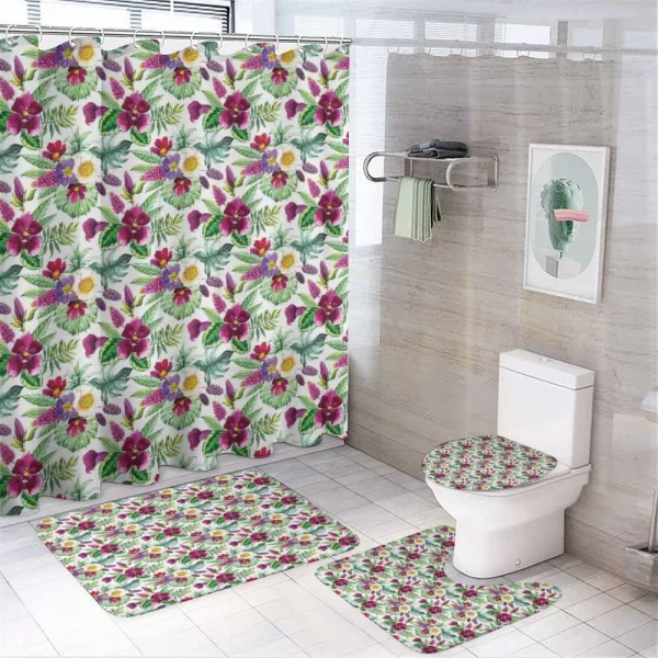 Calla Lily Monstera Leaves on a shower curtain