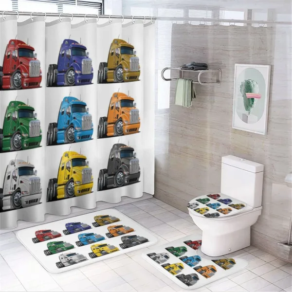 Colorful Transportation on a shower curtain