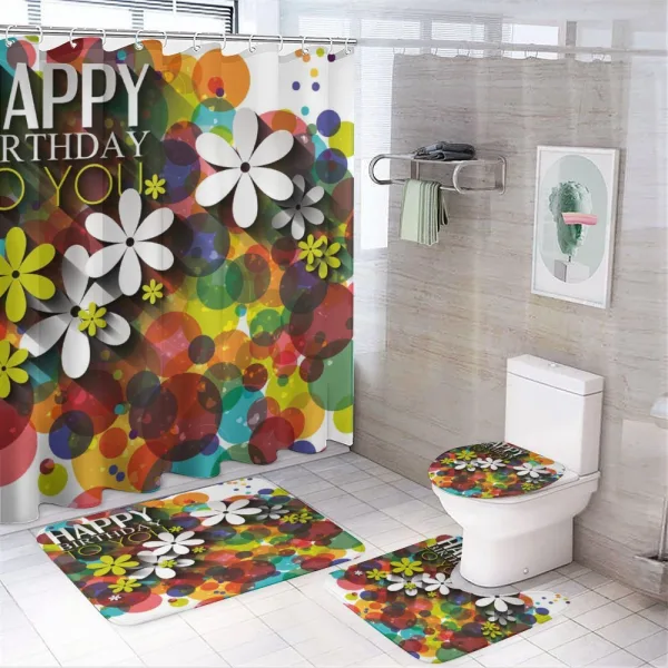 Daisies Dots Best Wish on a shower curtain