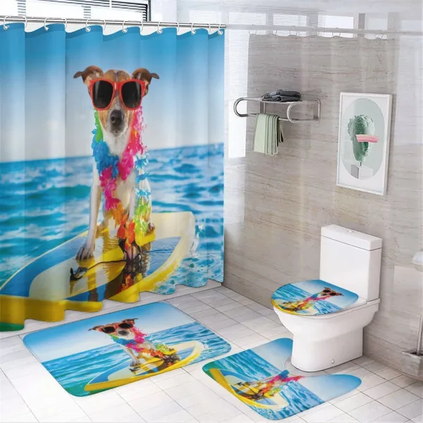 Dog in the Ocean on a shower curtain