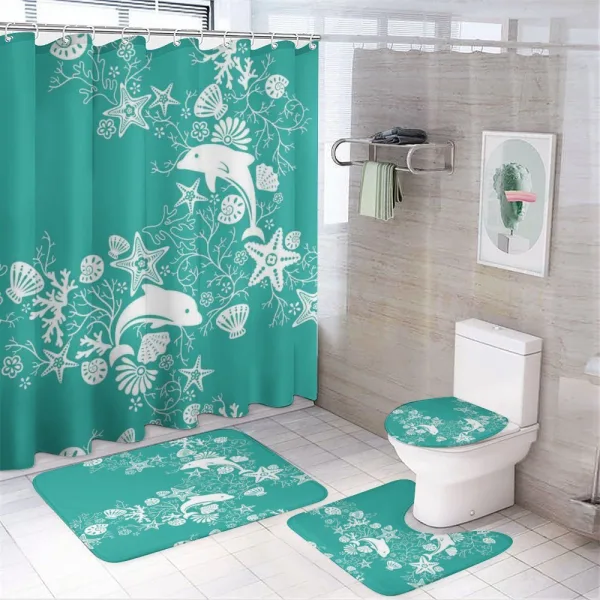 Dolphins and Flowers on a shower curtain