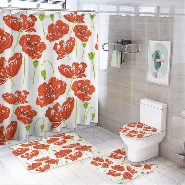 Doodle Poppies on a shower curtain
