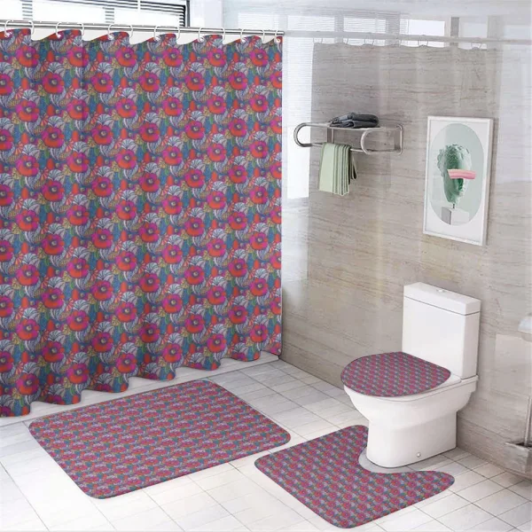 Energetic Colors Chaotic Art on a shower curtain
