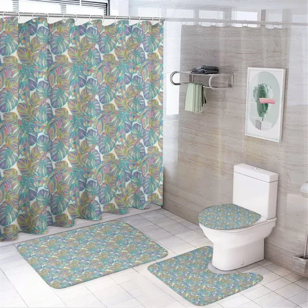 Exotic Monstera Leaf Pattern on a shower curtain