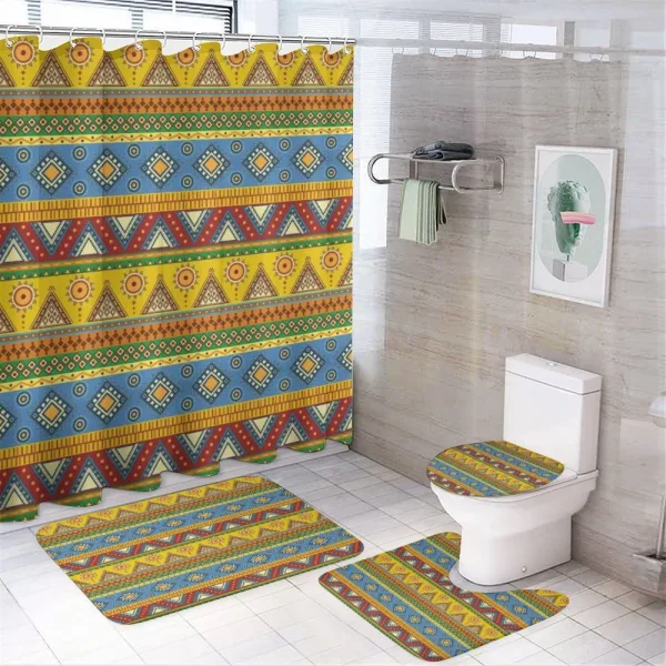 Folk Motif Mexican Sun on a shower curtain