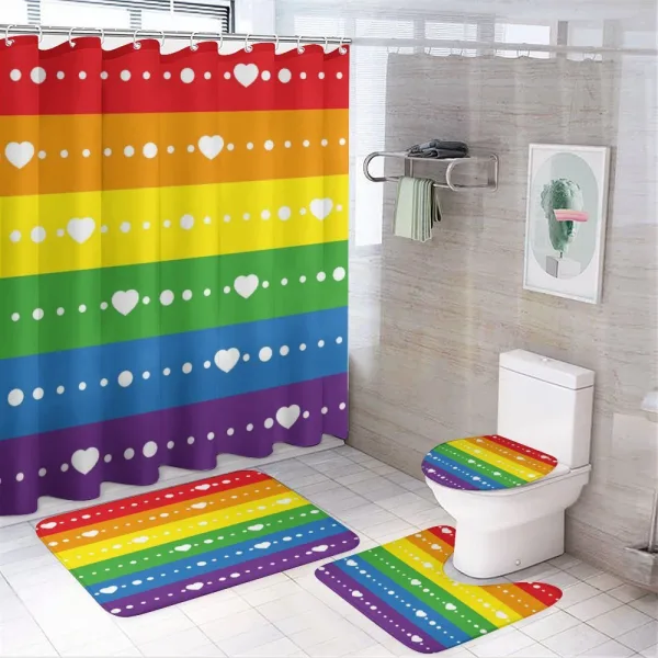 Gay Pride Flag Dots on a shower curtain
